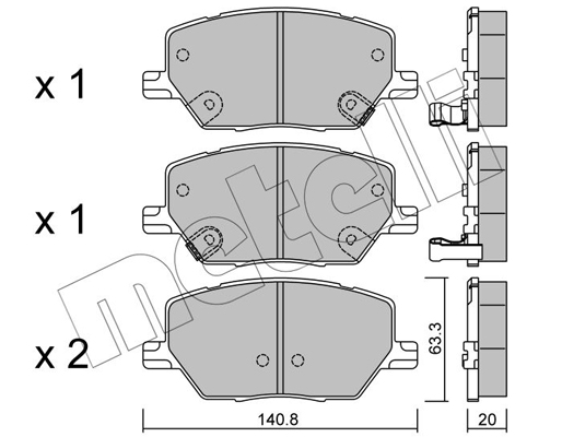 Комплект тормозных колодок, дисковый тормоз   22-1001-0   METELLI