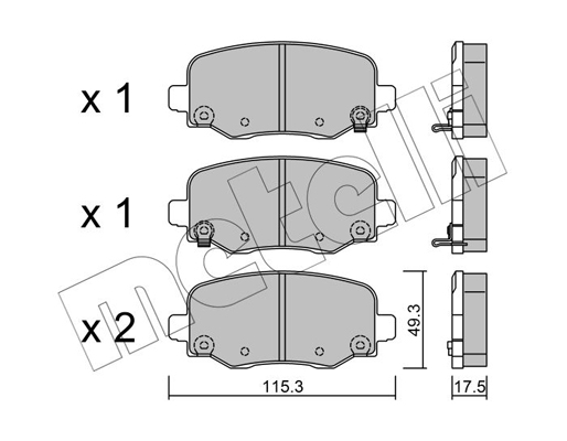 Комплект тормозных колодок, дисковый тормоз   22-1002-1   METELLI
