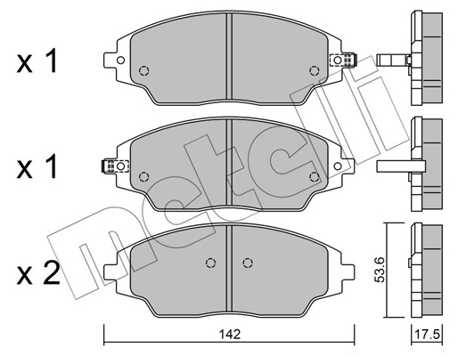 Комплект тормозных колодок, дисковый тормоз   22-1008-0   METELLI