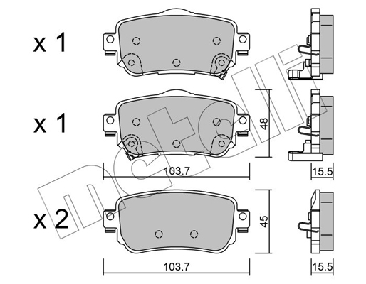 Комплект тормозных колодок, дисковый тормоз   22-1011-0   METELLI