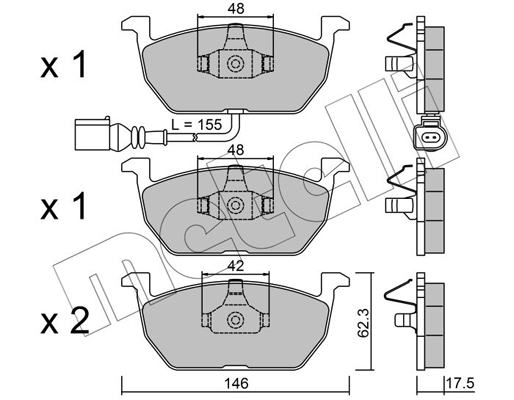 Комплект тормозных колодок, дисковый тормоз   22-1028-0   METELLI
