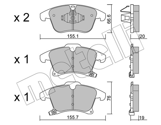 Комплект тормозных колодок, дисковый тормоз   22-1039-0   METELLI