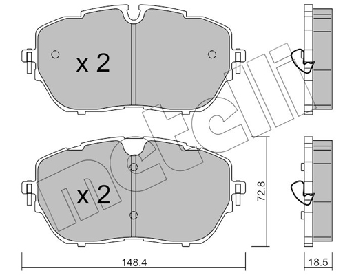 Комплект тормозных колодок, дисковый тормоз   22-1105-0   METELLI