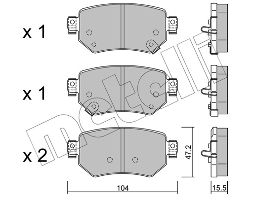 Комплект тормозных колодок, дисковый тормоз   22-1159-0   METELLI
