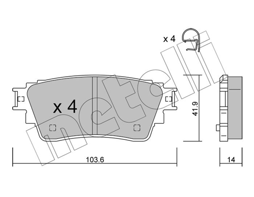 Комплект тормозных колодок, дисковый тормоз   22-1160-0   METELLI