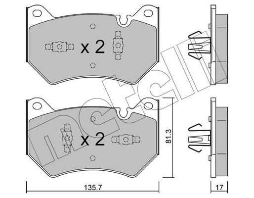 Комплект тормозных колодок, дисковый тормоз   22-1170-1   METELLI