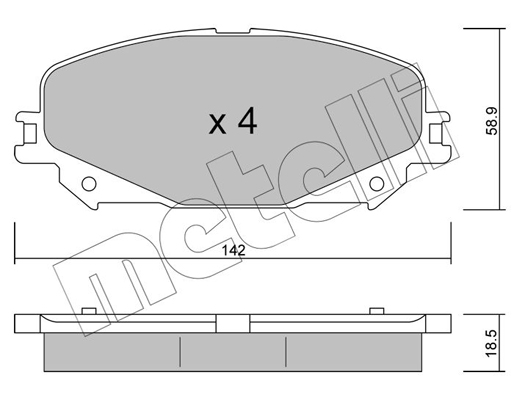 Комплект тормозных колодок, дисковый тормоз   22-1176-0   METELLI