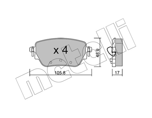Комплект тормозных колодок, дисковый тормоз   22-1195-0   METELLI