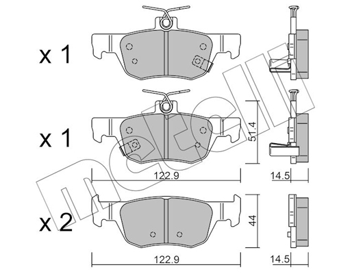 Комплект тормозных колодок, дисковый тормоз   22-1226-0   METELLI