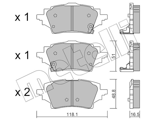 Комплект тормозных колодок, дисковый тормоз   22-1228-0   METELLI