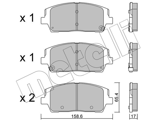 Комплект тормозных колодок, дисковый тормоз   22-1244-0   METELLI