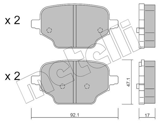 Комплект гальмівних накладок, дискове гальмо   22-1245-0   METELLI