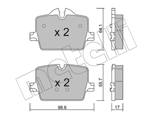 Комплект тормозных колодок, дисковый тормоз   22-1265-0   METELLI