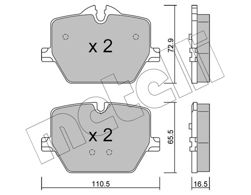 Комплект тормозных колодок, дисковый тормоз   22-1266-0   METELLI