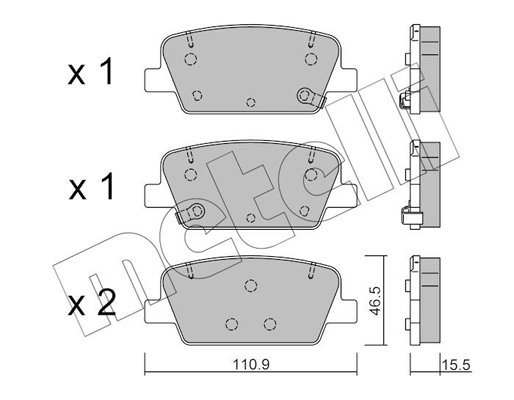 Комплект тормозных колодок, дисковый тормоз   22-1283-0   METELLI