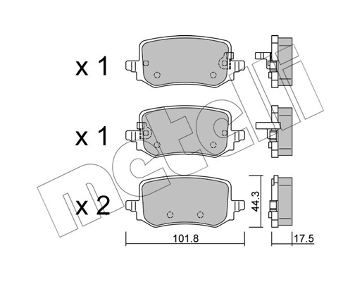 Комплект тормозных колодок, дисковый тормоз   22-1301-0   METELLI