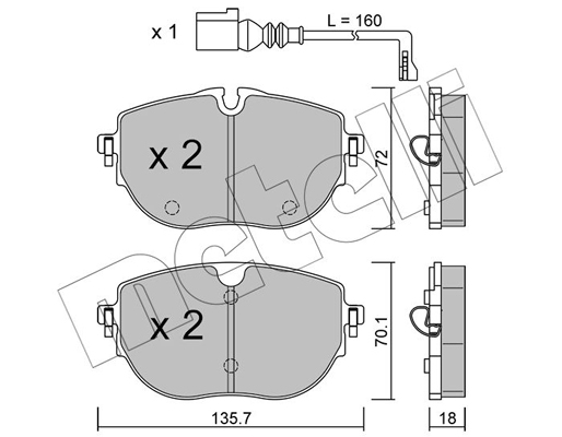 Комплект тормозных колодок, дисковый тормоз   22-1321-0   METELLI