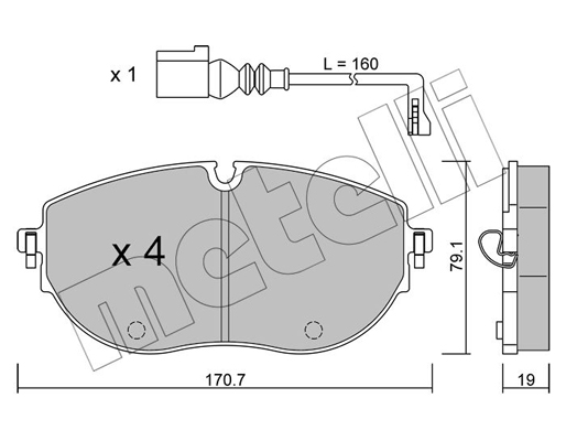 Комплект тормозных колодок, дисковый тормоз   22-1322-0   METELLI