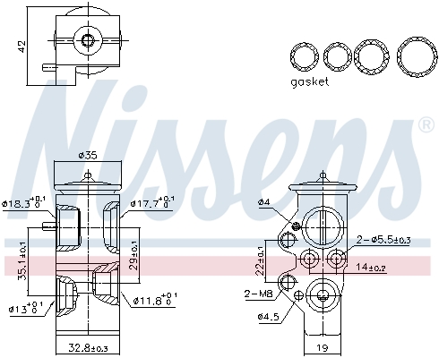Розширювальний клапан, система кондиціонування повітря   999428   NISSENS