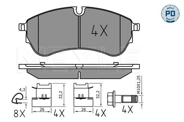 Комплект тормозных колодок, дисковый тормоз   025 221 4721/PD   MEYLE